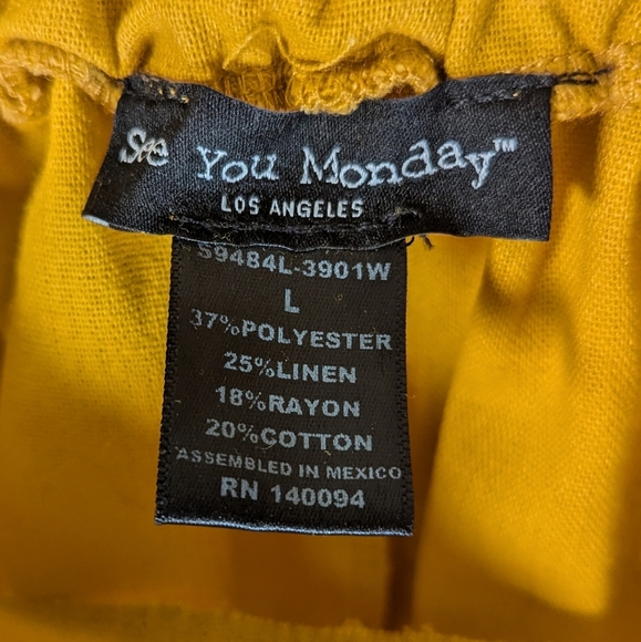 See You Monday Mustard Button-Front Skirt - Size Large - Picture 5 of 5